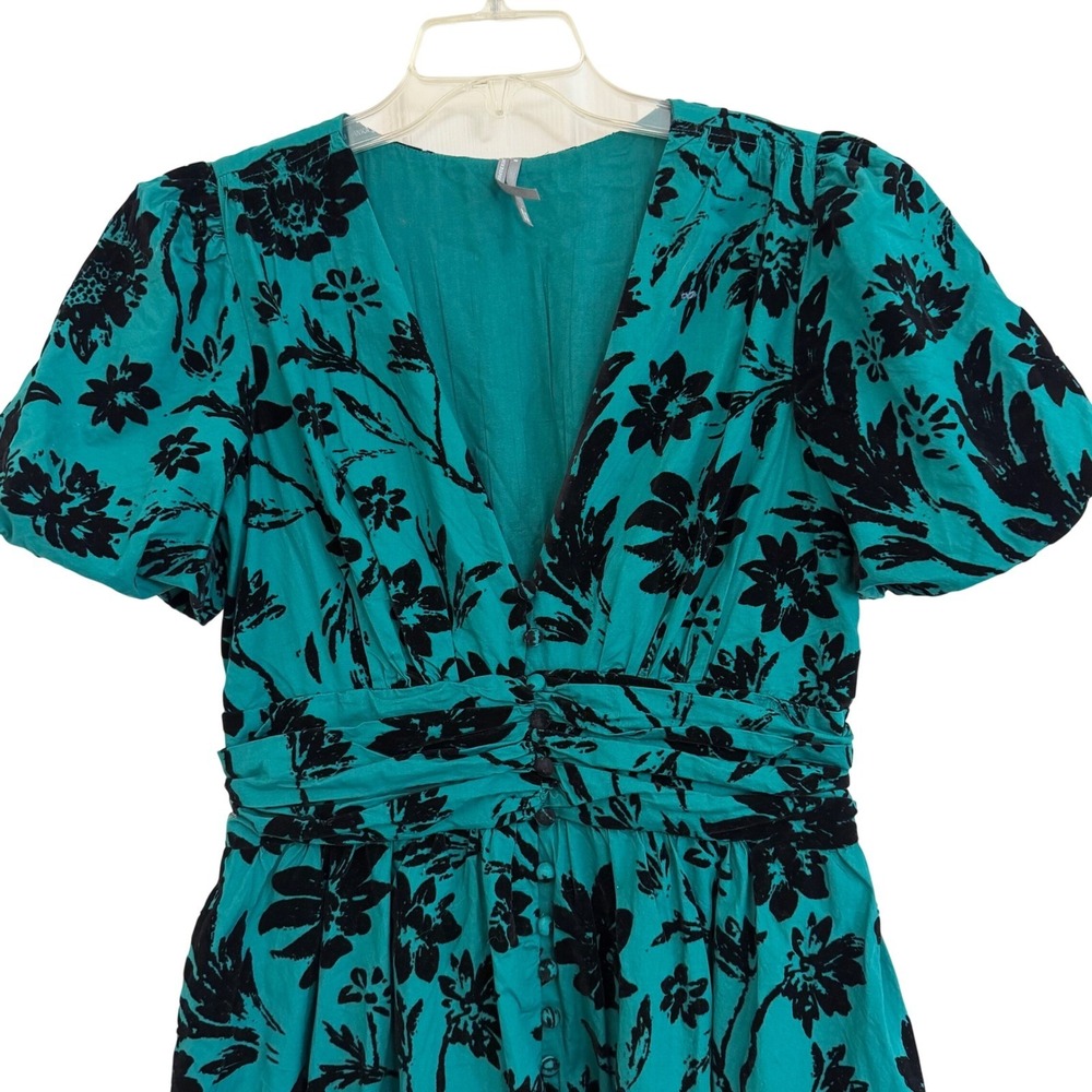 Anthropologie Katerina Whimsigoth Midi   Emerald Green Black Floral Burnout M - Picture 4 of 8